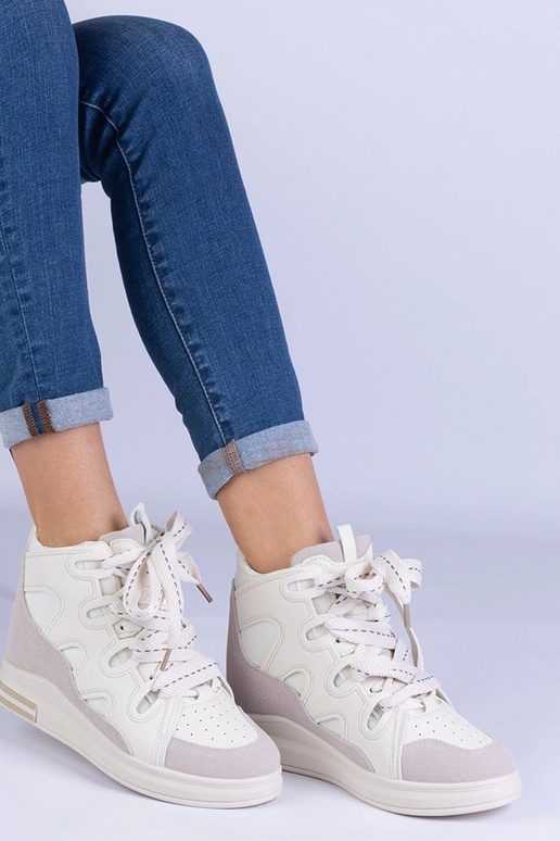 Baskets blanches pour femmes à lacets...