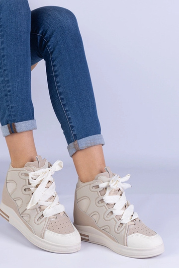 Baskets femme beiges à...