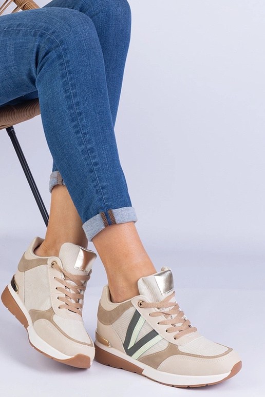 Baskets beiges pour femmes avec...