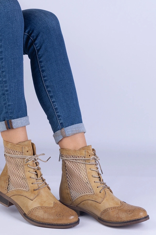 Bottines plates ajourées jaunes Reeves