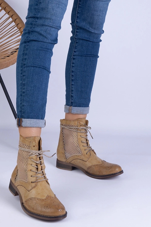 Bottines plates ajourées jaunes Reeves