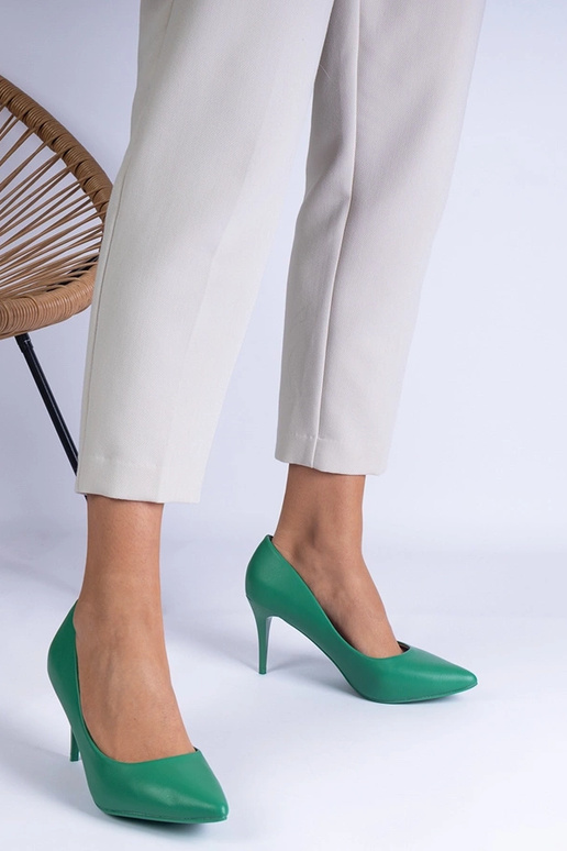 Escarpins classiques verts en cuir...