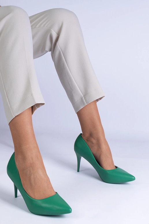 Escarpins classiques verts en cuir...