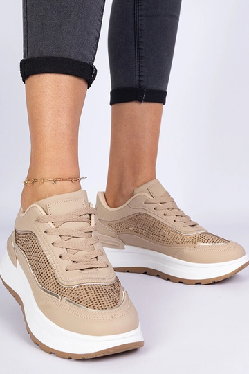 Sneakers bruns pour femmes ornées de zirconiums Fucco