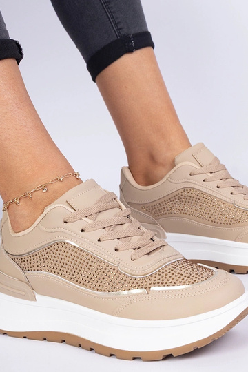 Sneakers bruns pour femmes ornées de zirconiums Fucco 2