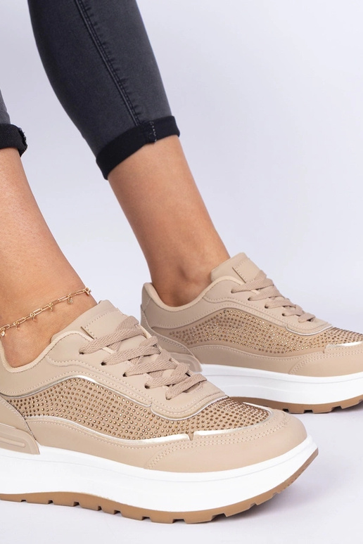 Sneakers bruns pour femmes ornées de... Sneakers bruns pour femmes ornées de...