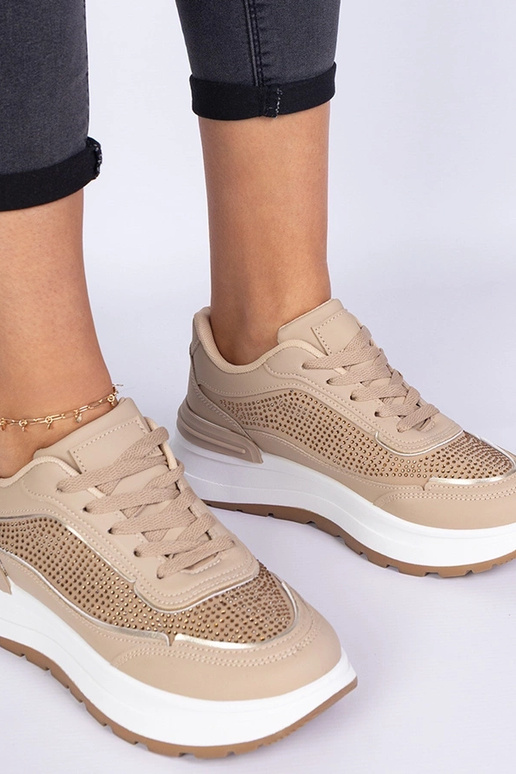 Sneakers bruns pour femmes ornées de... Sneakers bruns pour femmes ornées de...