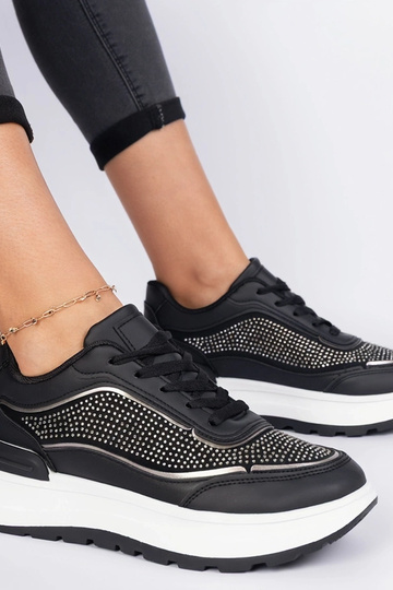 Sneakers noires pour femmes ornées de zirconiums Fucco 2