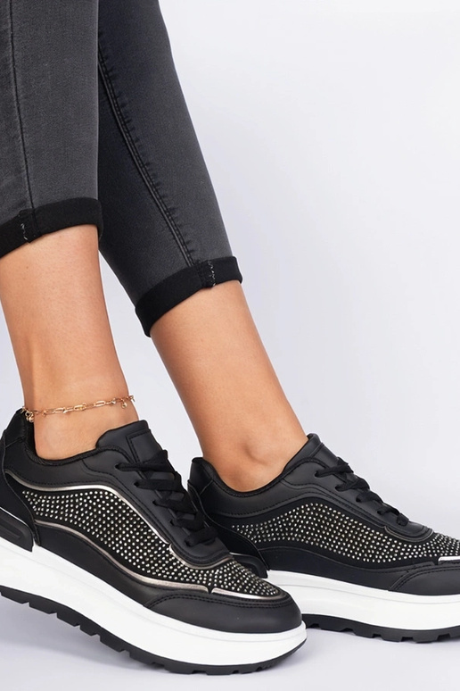 Sneakers noires pour femmes ornées de... Sneakers noires pour femmes ornées de...