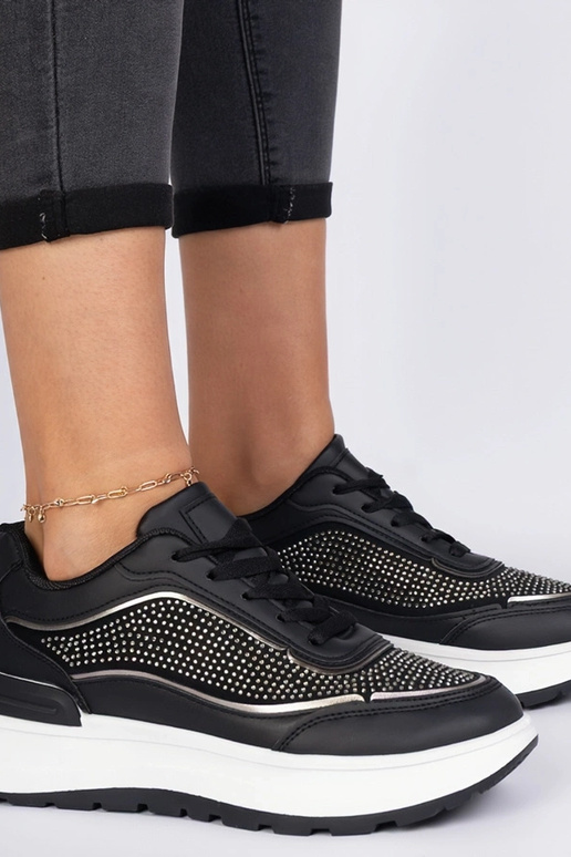 Sneakers noires pour femmes ornées de... Sneakers noires pour femmes ornées de...