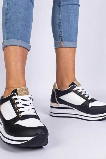 Sneakers noires décorées de paillettes et d'inserts métalliques Olaria
