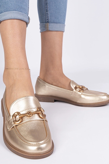 Mocassins dorés pour femmes avec décoration dorée Selanos
