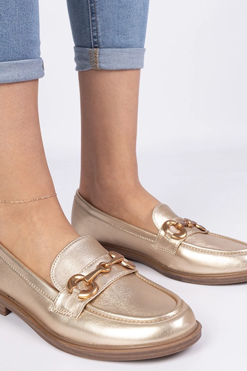 Mocassins dorés pour femmes avec décoration dorée Selanos 2
