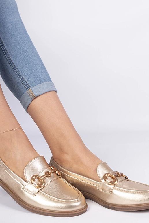 Mocassins dorés pour femmes avec... Mocassins dorés pour femmes avec...