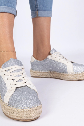 Espadrilles argentées pour femmes ornées de paillettes Taredo