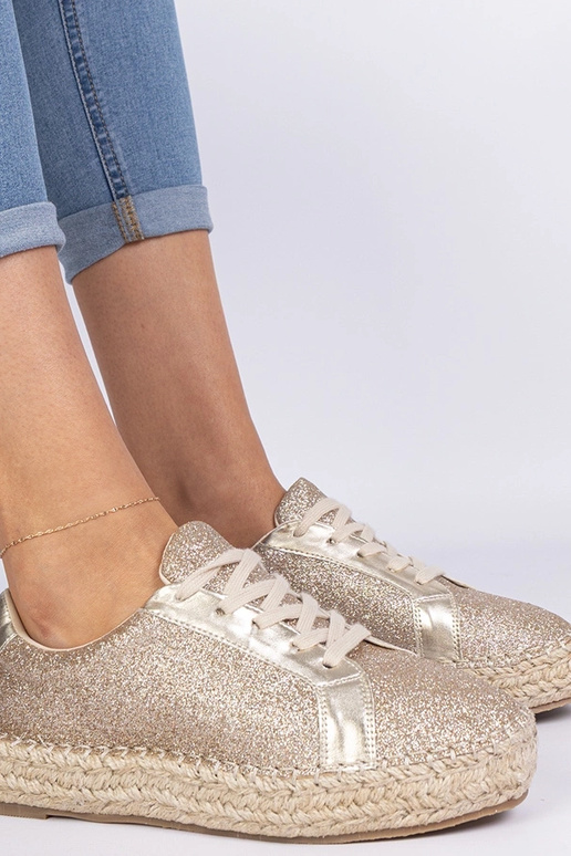 Espadrilles dorées pour femmes ornées... Espadrilles dorées pour femmes ornées...