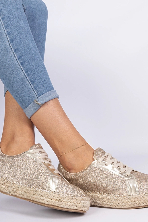 Espadrilles dorées pour femmes ornées... Espadrilles dorées pour femmes ornées...