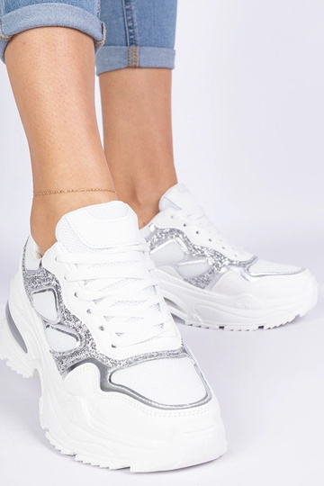 Baskets blanches pour femmes ornées de paillettes Sandoria