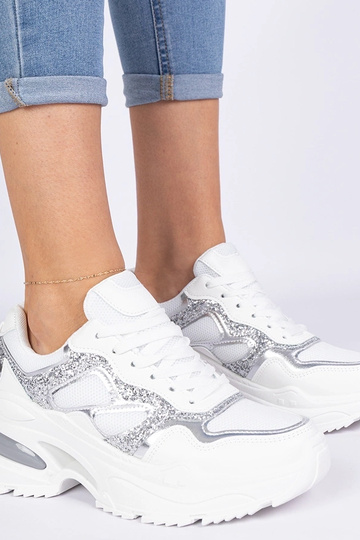 Baskets blanches pour femmes ornées de paillettes Sandoria 2
