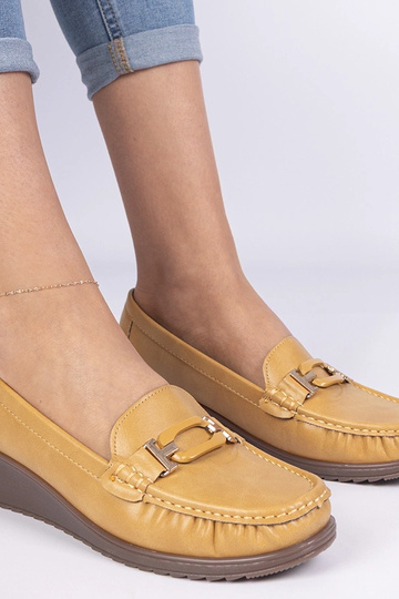 Mocassins jaunes pour femmes à semelle compensée en simili cuir Kappi 2