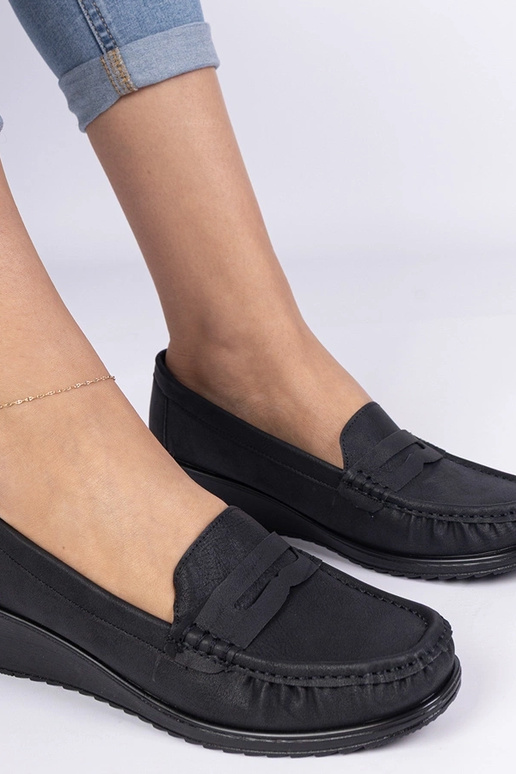 Mokasins noirs pour femmes à talon...