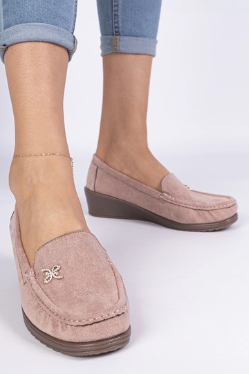 Mocassins roses pour femmes avec plateforme en suède synthétique Sarimi