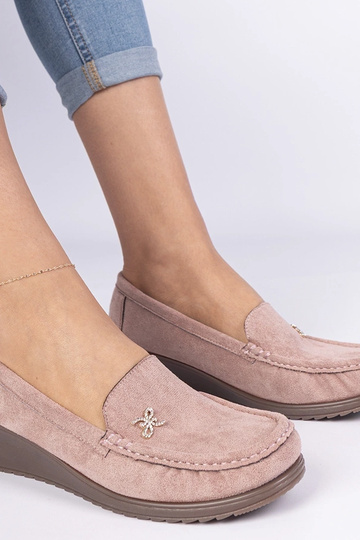 Mocassins roses pour femmes avec plateforme en suède synthétique Sarimi 2