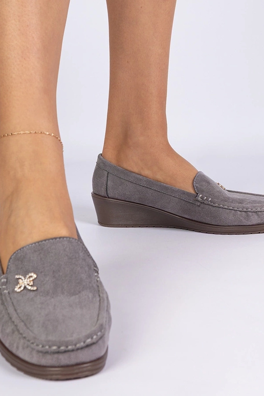 Mocassins gris clair pour femmes avec...