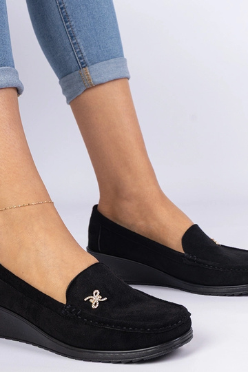 Mocassins noirs pour femmes avec plateforme en suède synthétique Sarimi 2
