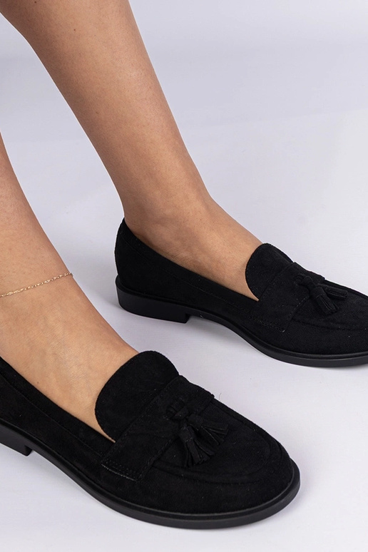 Mocassins noirs pour femmes en suède...