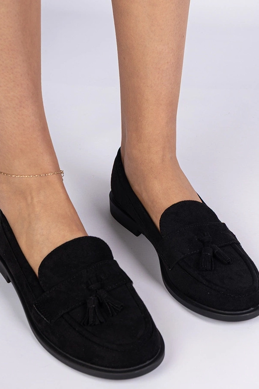 Mocassins noirs pour femmes en suède...