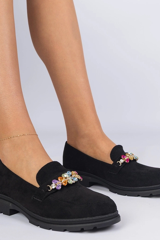 Mokasins noirs pour femmes ornés de...