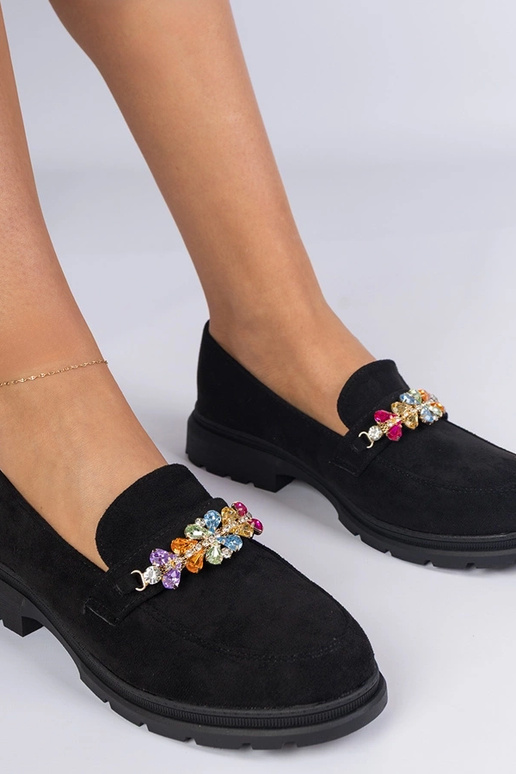 Mokasins noirs pour femmes ornés de...