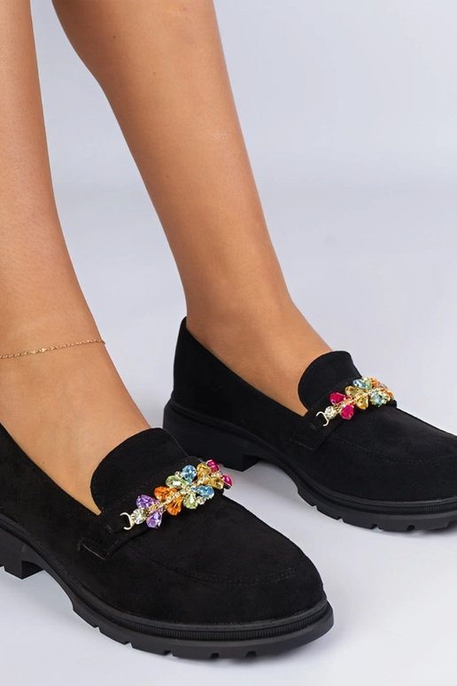 Mokasins noirs pour femmes ornés de...