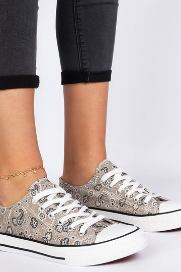 Chaussures en tissu marron pour femmes de style aztèque Kalusa