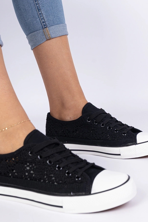 Baskets noires pour femmes ajourées Saha Baskets noires pour femmes ajourées Saha