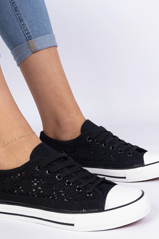 Baskets noires pour femmes ajourées Saha Baskets noires pour femmes ajourées Saha
