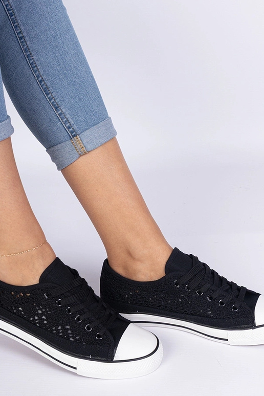 Baskets noires pour femmes ajourées Saha Baskets noires pour femmes ajourées Saha