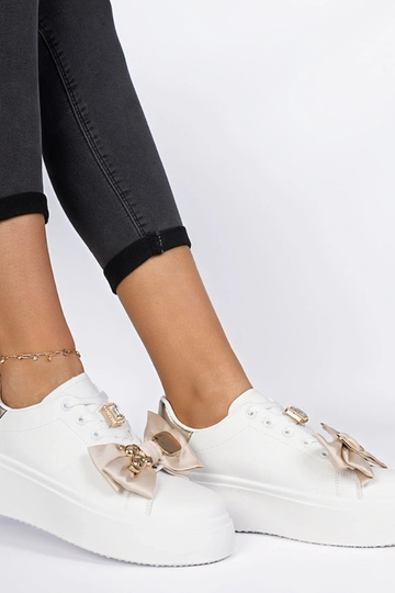 Baskets femme blanc et or Milonel