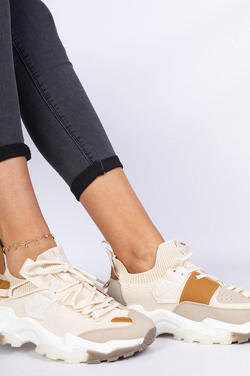 Baskets femme beiges avec tige en chaussette Milada