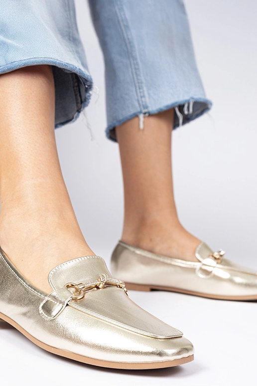 Mokasins dorés avec décor et... Mokasins dorés avec décor et...