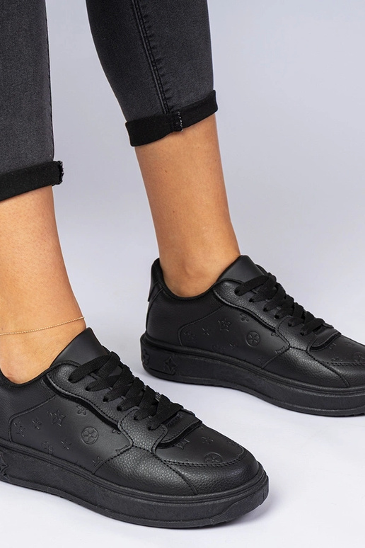 Baskets sportives noires en simili...