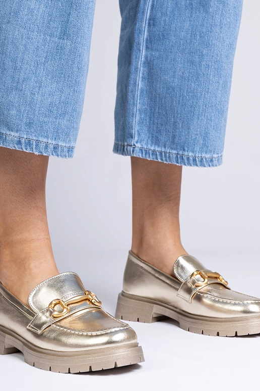 Mocassins élégants dorés avec...