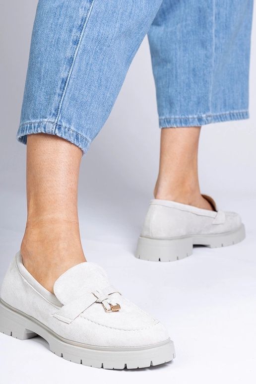 Mocassins élégants gris en simili...