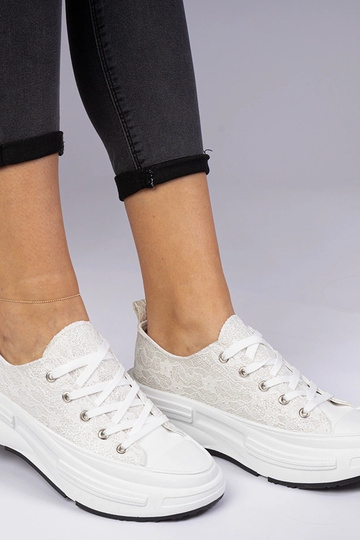 Baskets blanches en dentelle pour femmes Katerin 2