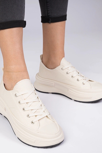 Baskets beiges en matériau pour femmes Katerin 2