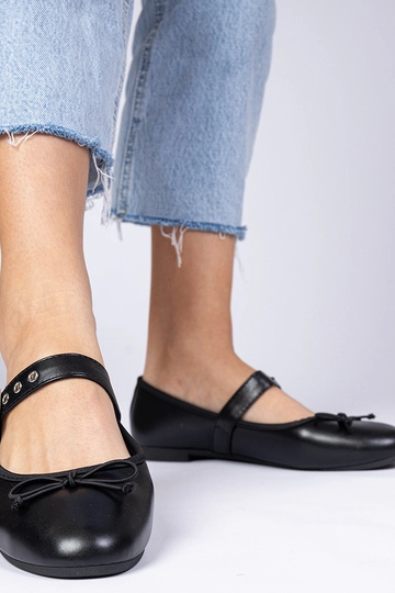 Ballerines noires pour femmes avec un nœud Mansy
