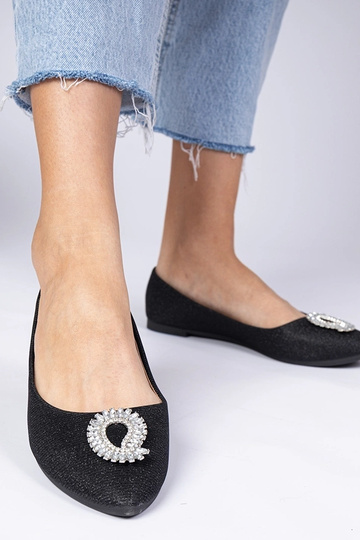 Ballerines noires pour femmes en paillettes avec des zirconiums Ellada 2