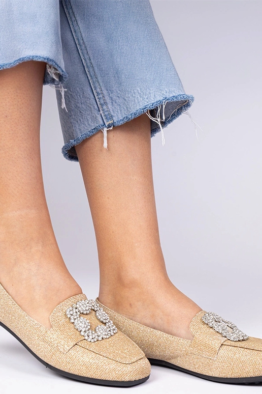 Mocassins dorés pailletés avec... Mocassins dorés pailletés avec...