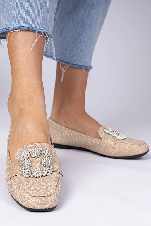 Mocassins champagne pailletés avec... Mocassins champagne pailletés avec...